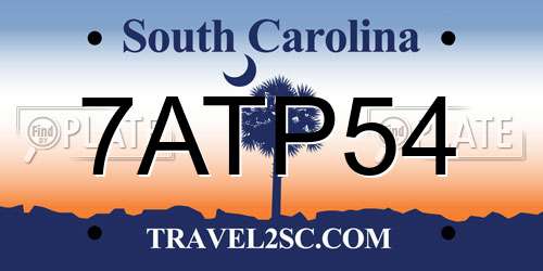 7ATP54 South Carolina License Plate