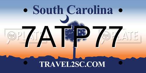 7ATP77 South Carolina License Plate