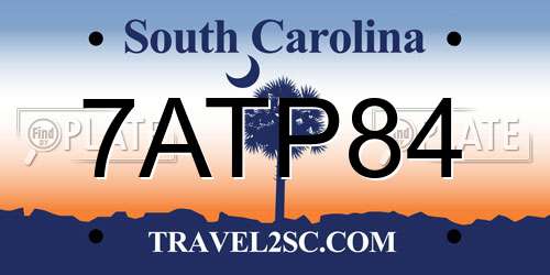 7ATP84 South Carolina License Plate