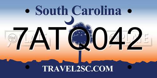 7ATQ042 South Carolina License Plate