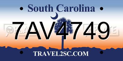 7AV4749 South Carolina License Plate