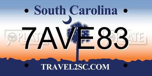 7AVE83 South Carolina License Plate