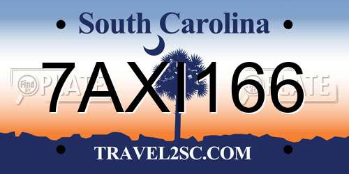 7AXI166 South Carolina License Plate