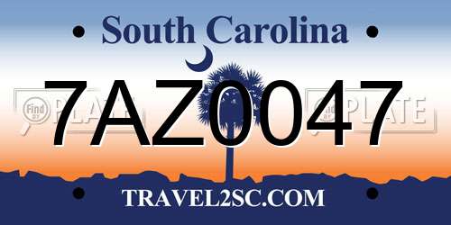 7AZ0047 South Carolina License Plate