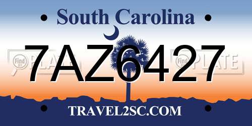 7AZ6427 South Carolina License Plate