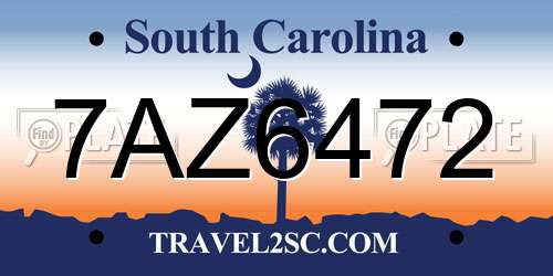 7AZ6472 South Carolina License Plate
