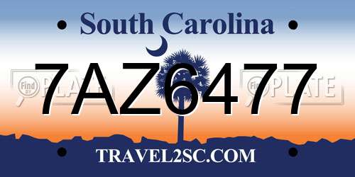 7AZ6477 South Carolina License Plate