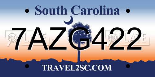 7AZG422 South Carolina License Plate