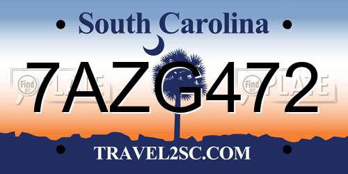 7AZG472 South Carolina License Plate