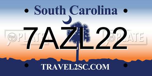 7AZL22 South Carolina License Plate