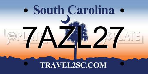 7AZL27 South Carolina License Plate