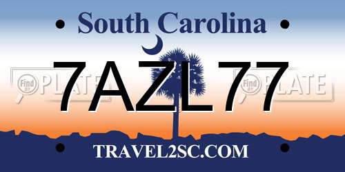 7AZL77 South Carolina License Plate