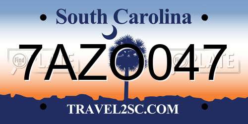 7AZO047 South Carolina License Plate