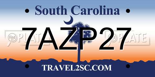 7AZP27 South Carolina License Plate