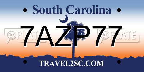 7AZP77 South Carolina License Plate