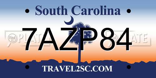 7AZP84 South Carolina License Plate