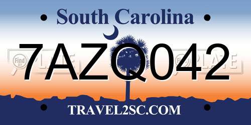 7AZQ042 South Carolina License Plate