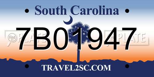 7B01947 South Carolina License Plate