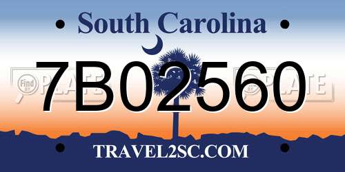 7B02560 South Carolina License Plate
