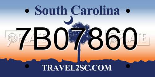 7B07860 South Carolina License Plate