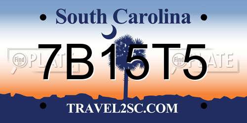 7B15T5 South Carolina License Plate