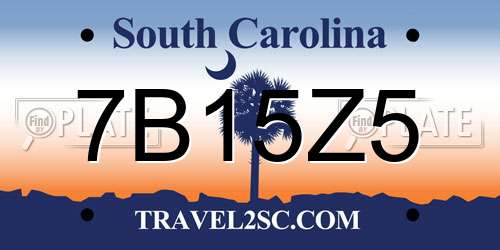 7B15Z5 South Carolina License Plate