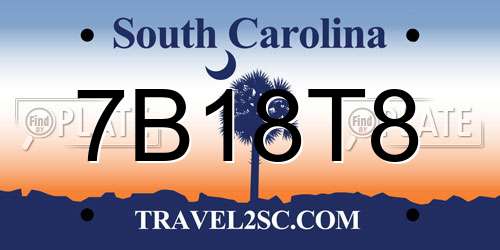 7B18T8 South Carolina License Plate