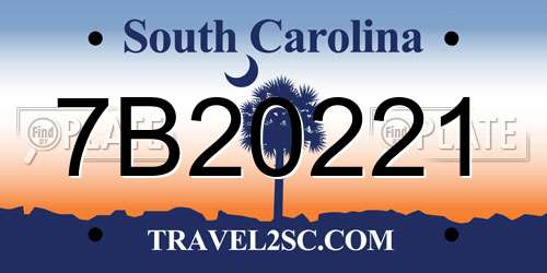 7B20221 South Carolina License Plate