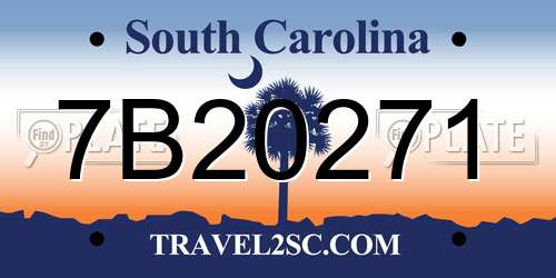 7B20271 South Carolina License Plate