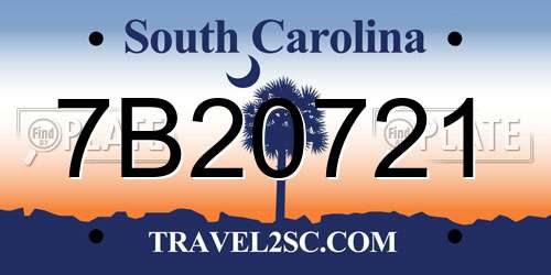 7B20721 South Carolina License Plate