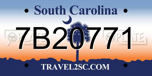 7B20771 South Carolina License Plate