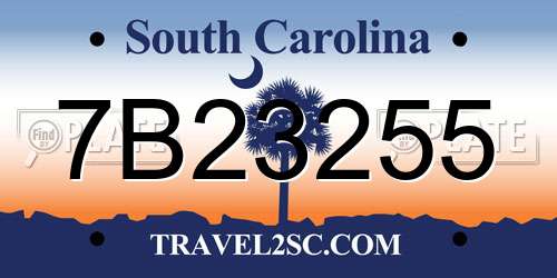 7B23255 South Carolina License Plate