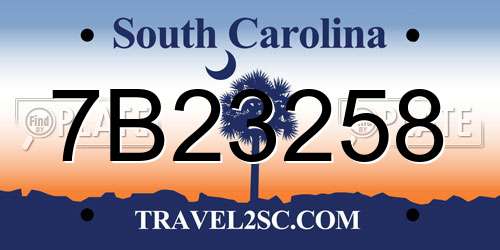 7B23258 South Carolina License Plate