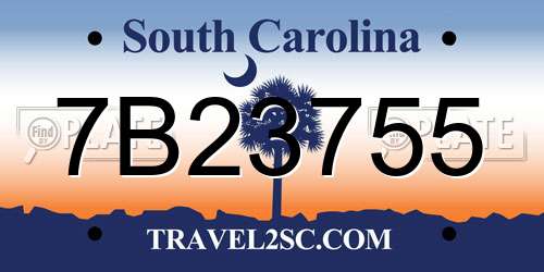 7B23755 South Carolina License Plate