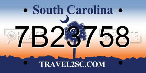 7B23758 South Carolina License Plate
