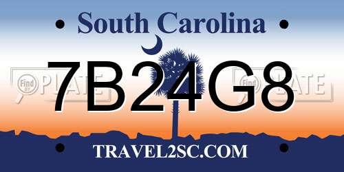 7B24G8 South Carolina License Plate