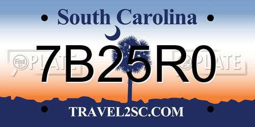 7B25R0 South Carolina License Plate