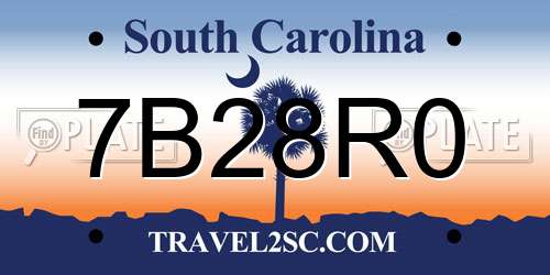 7B28R0 South Carolina License Plate