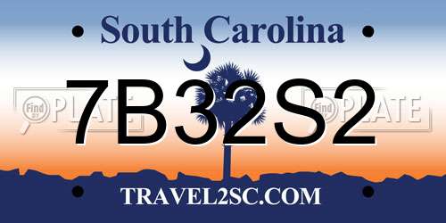 7B32S2 South Carolina License Plate