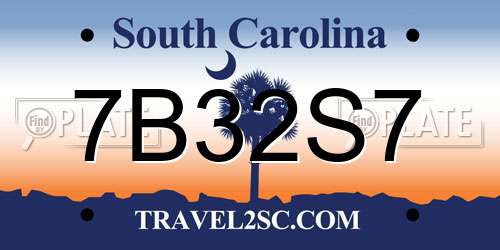 7B32S7 South Carolina License Plate