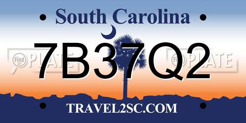 7B37Q2 South Carolina License Plate