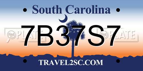 7B37S7 South Carolina License Plate