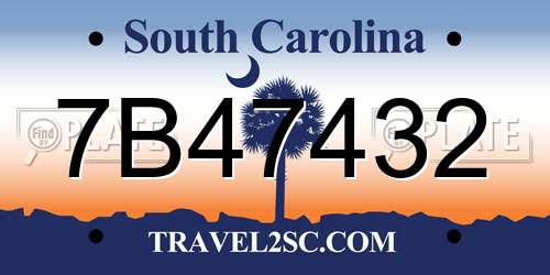 7B47432 South Carolina License Plate
