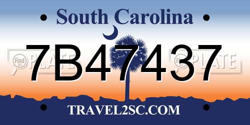 7B47437 South Carolina License Plate