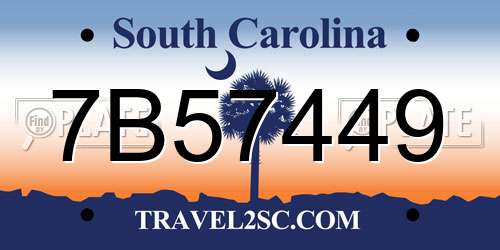 7B57449 South Carolina License Plate