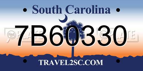 7B60330 South Carolina License Plate