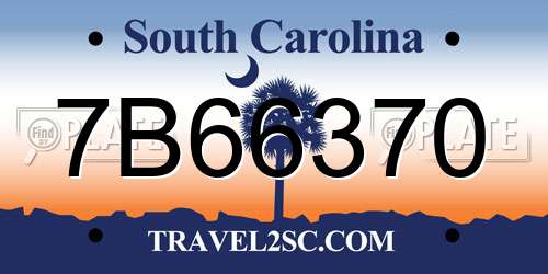 7B66370 South Carolina License Plate