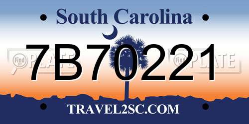 7B70221 South Carolina License Plate