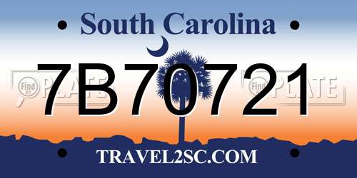 7B70721 South Carolina License Plate