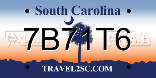7B71T6 South Carolina License Plate